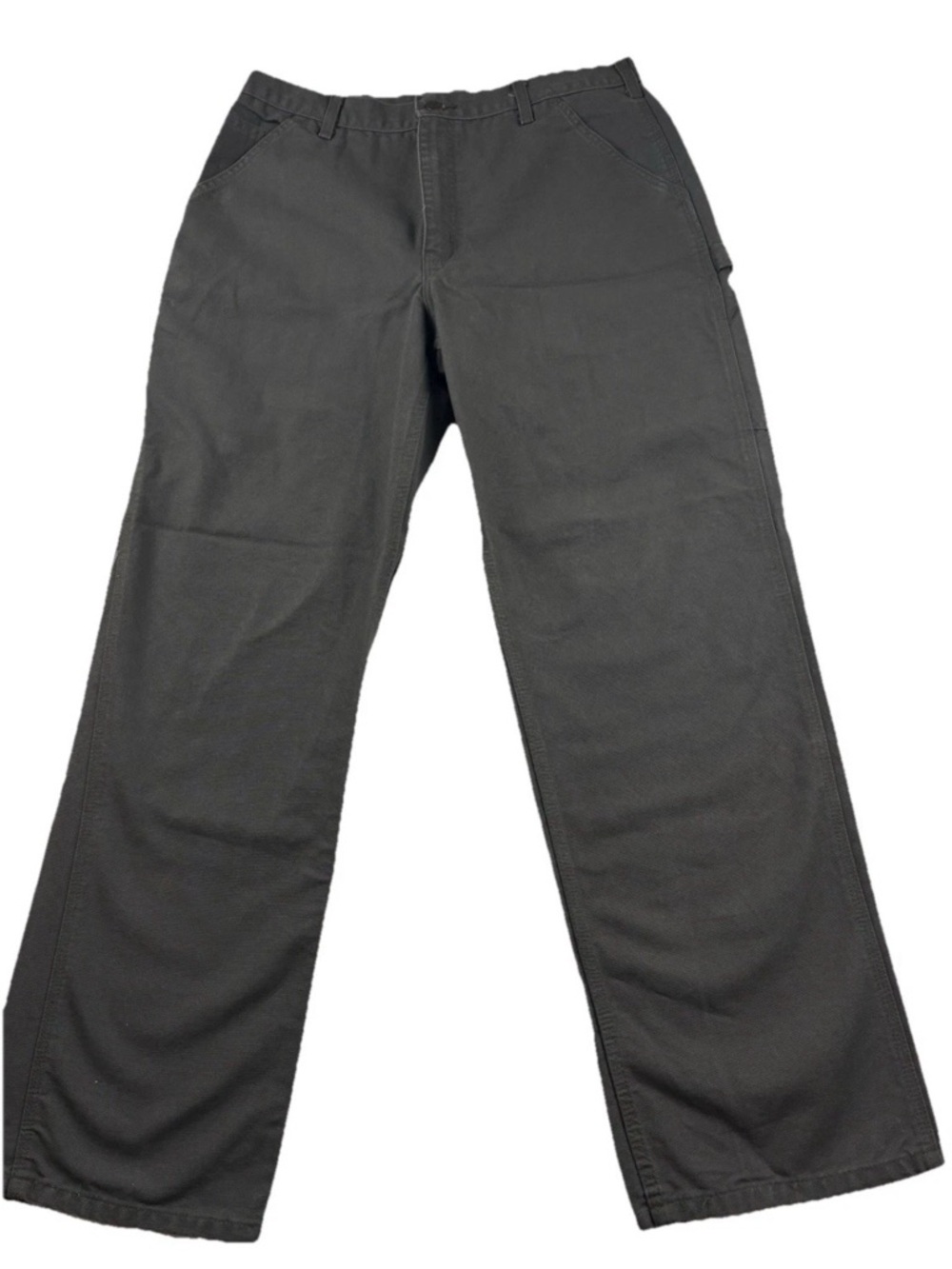 CARHARTT B11 MOS MOSS GREEN WASHED DUCK WORK DUNGAREE PANTS 35x34 LOOSE FIT MENS